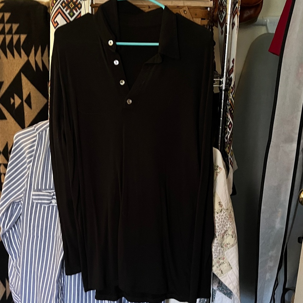 Men's Bleusalt Black Long-Sleeve Polo Shirt